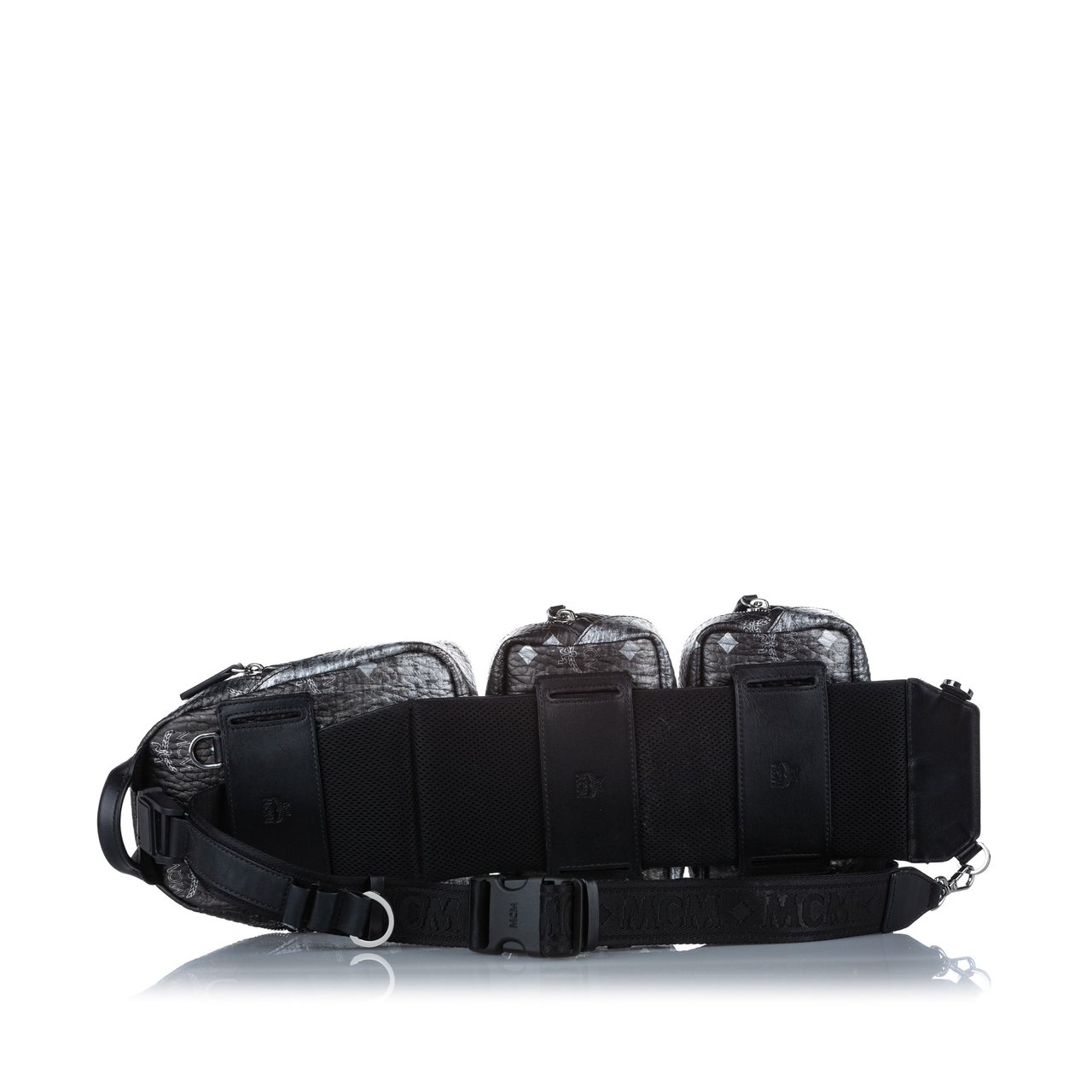 MCM Visetos Coated Canvas Triple Sling Bag Zwart