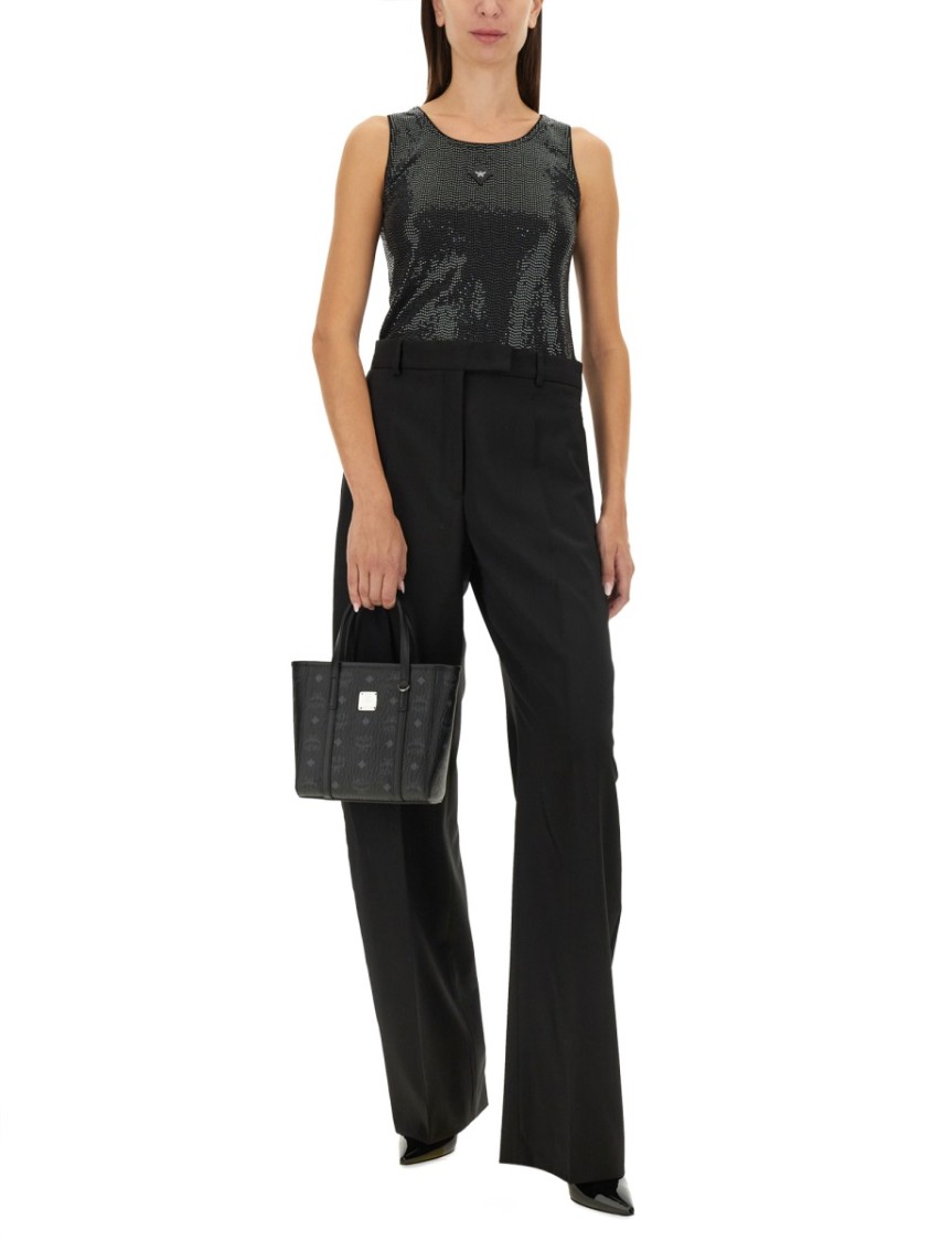 MCM Satin-Finish Black Tank Top Zwart