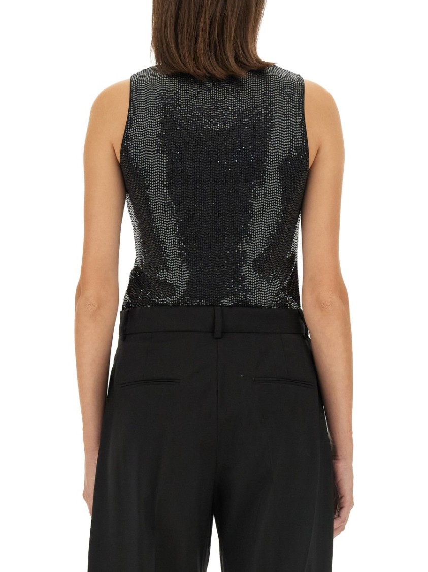 MCM Satin-Finish Black Tank Top Zwart
