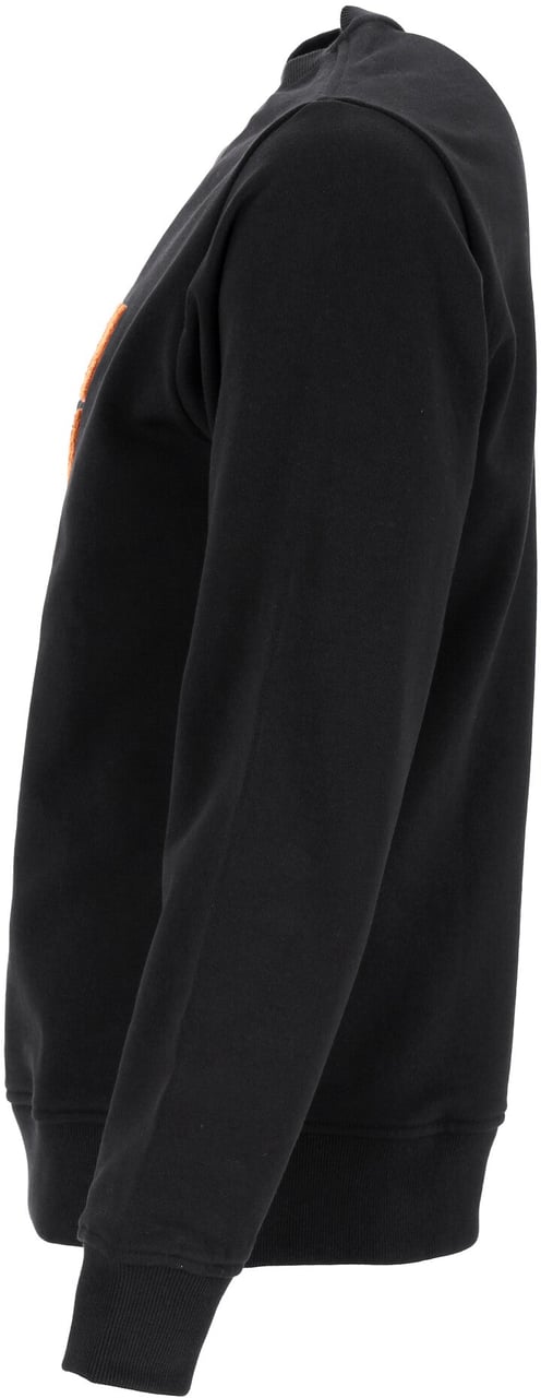 MCM Monogram Embroidered Black Sweatshirt With Crew Neck And Banded Details Zwart