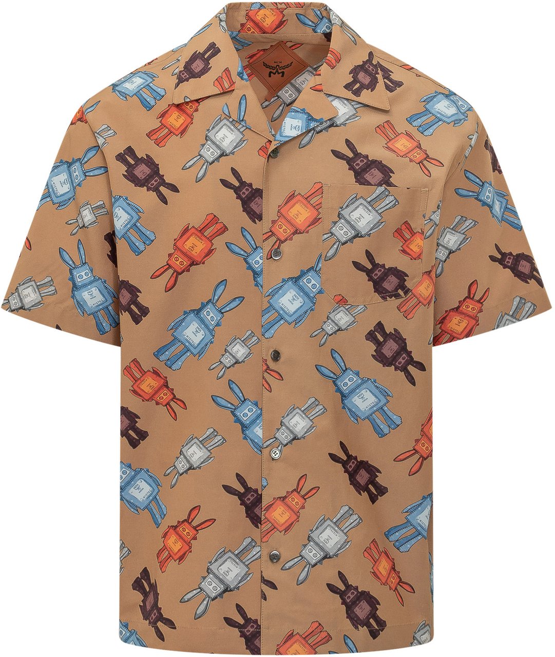 MCM Camicia a Maniche Corte con Colletto Beige