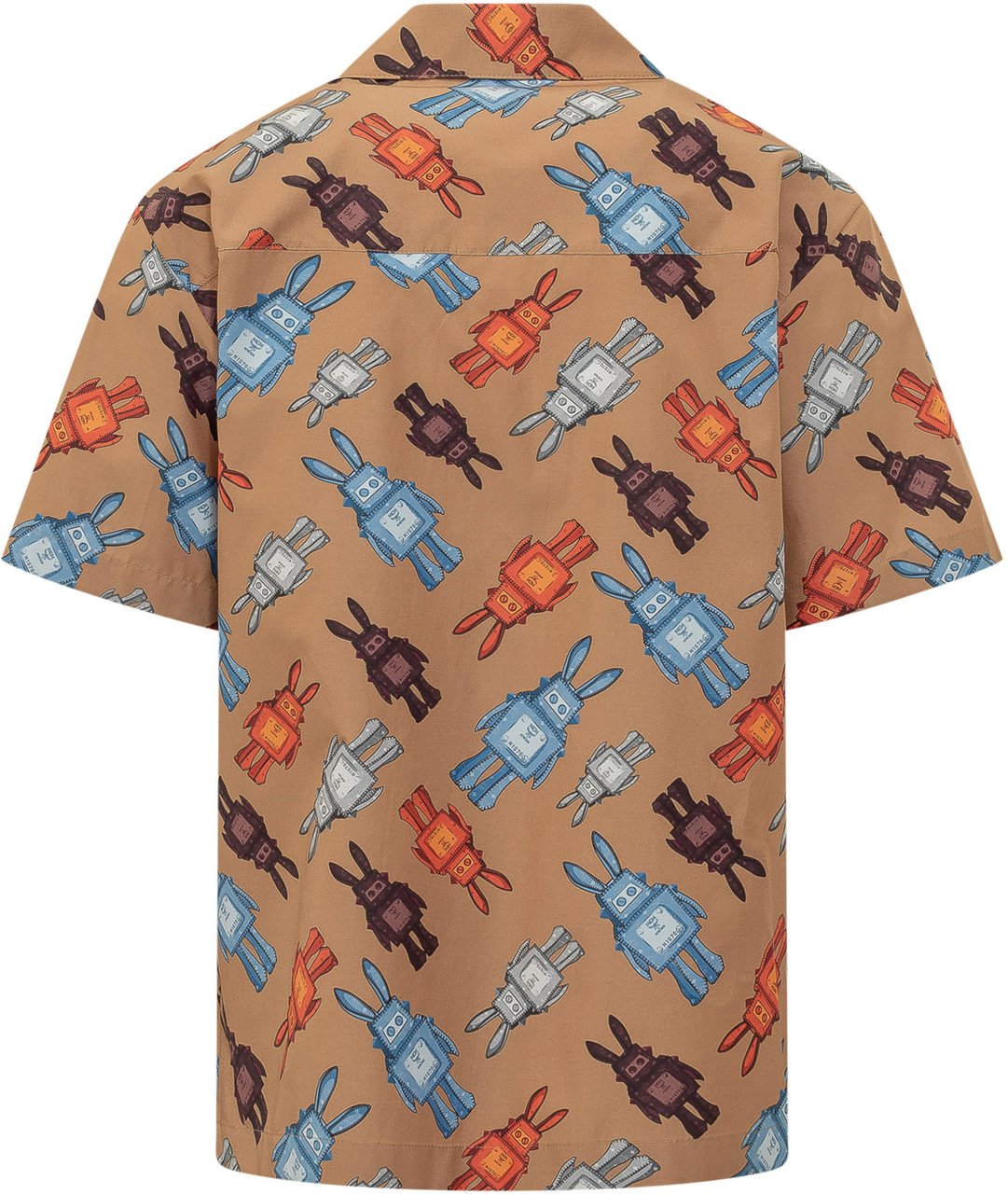 MCM Camicia a Maniche Corte con Colletto Beige