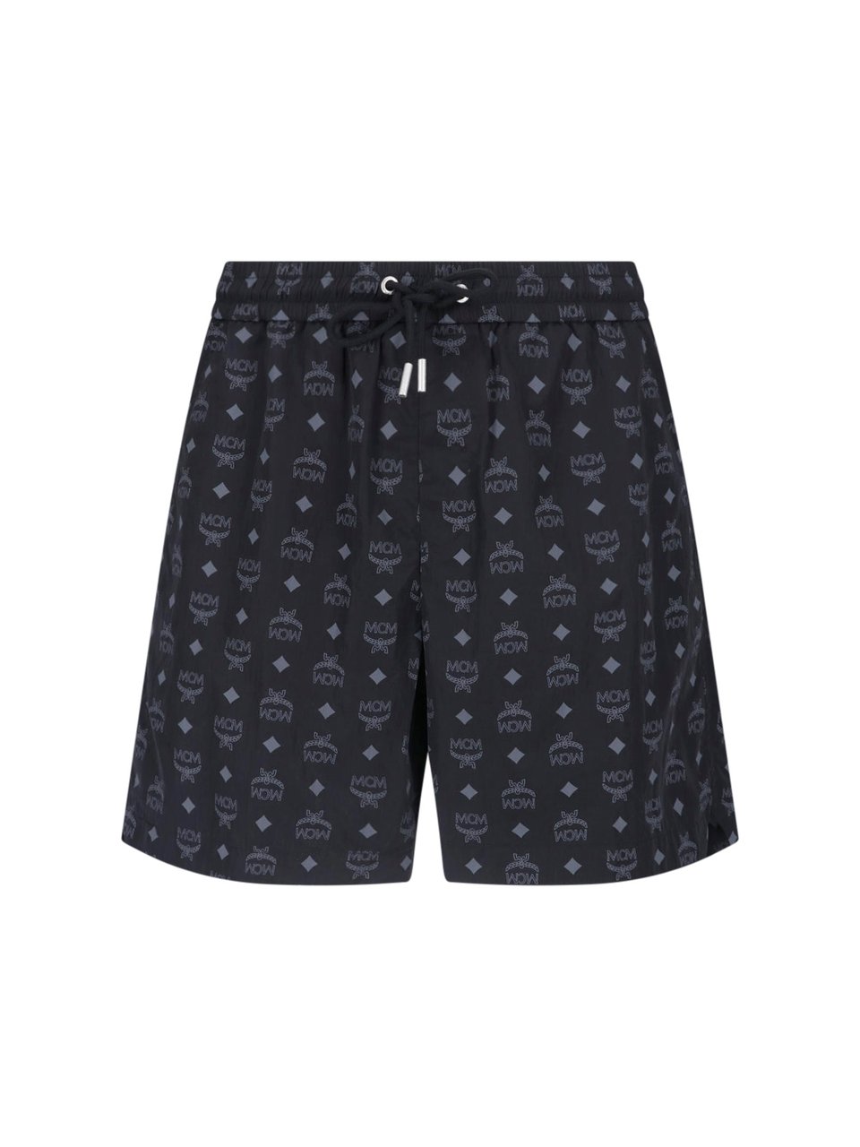 MCM Black Fabric Logo Swim Shorts Zwart