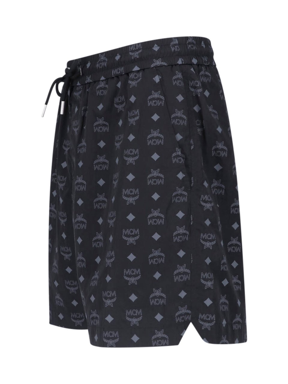 MCM Black Fabric Logo Swim Shorts Zwart