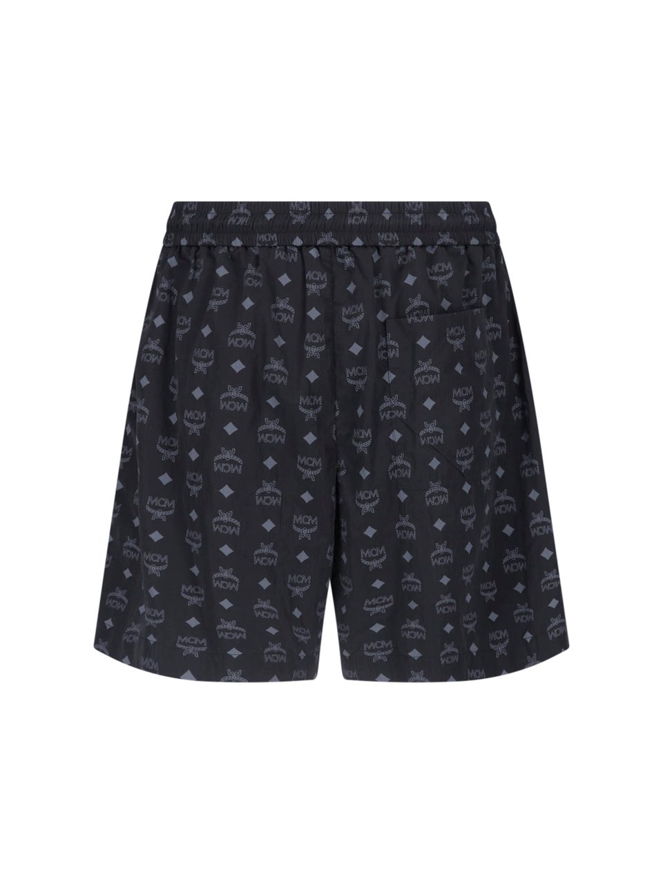 MCM Black Fabric Logo Swim Shorts Zwart