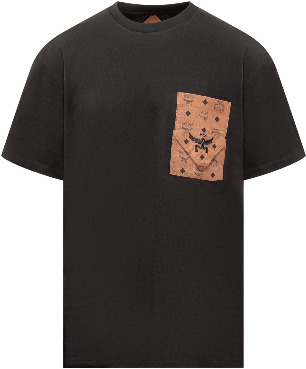 MCM T-Shirt Nera con Taschino Monogram MCM Zwart