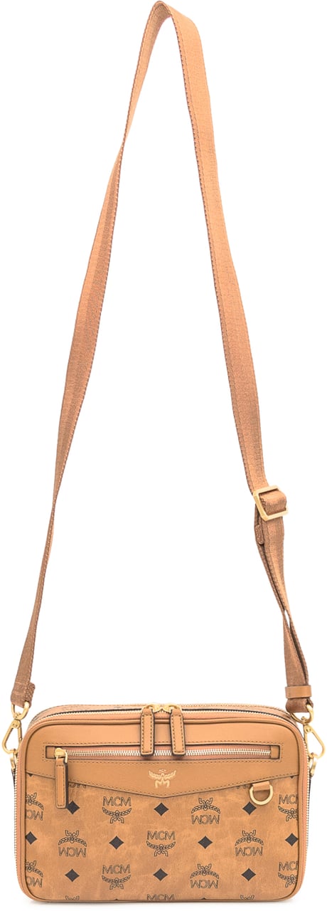 MCM Borsa MCM Diamond VI Crossbody in Visetos Cognac Beige