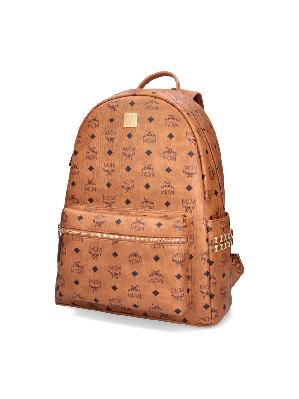 MCM Brown Stark Visetos Fabric Backpack Bruin