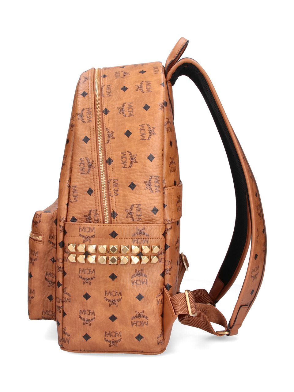 MCM Brown Stark Visetos Fabric Backpack Bruin