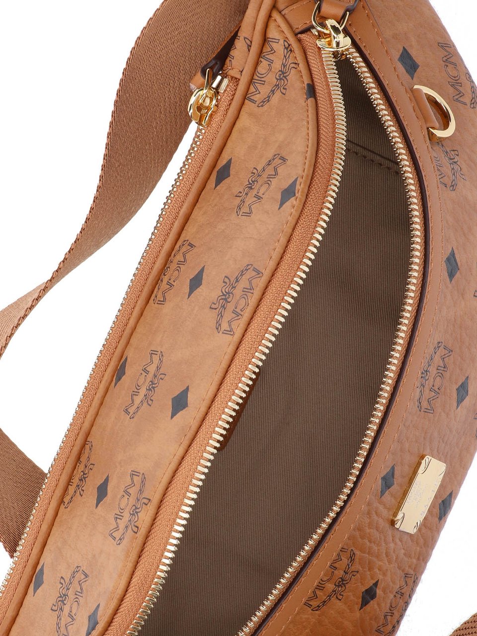 MCM Brown Fursten Visetos Leather Belt Bag Bruin