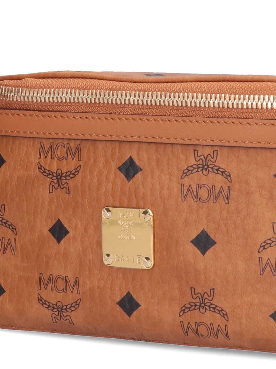 MCM Brown Fursten Visetos Leather Belt Bag Bruin