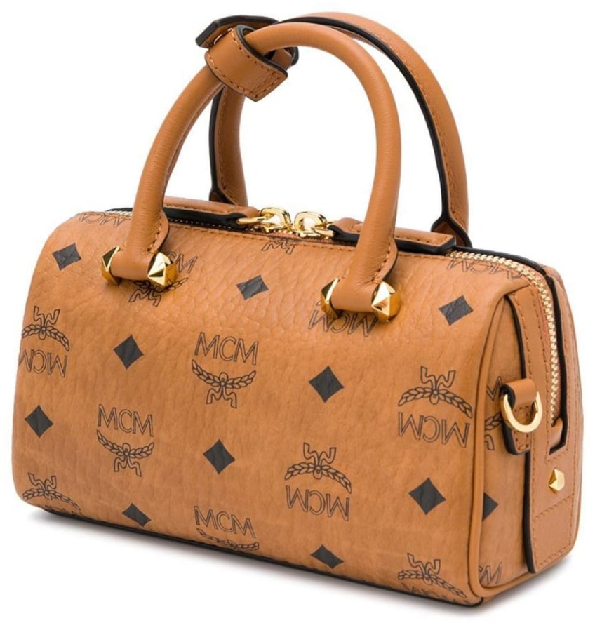 MCM Visetos Monogram Mini Boston Bag Bruin