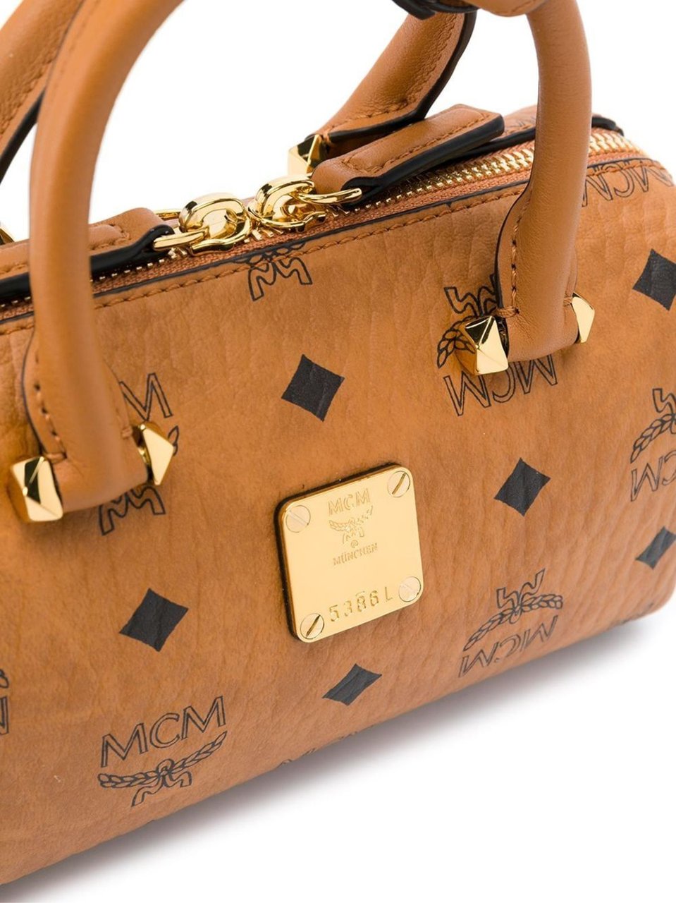 MCM Visetos Monogram Mini Boston Bag Bruin