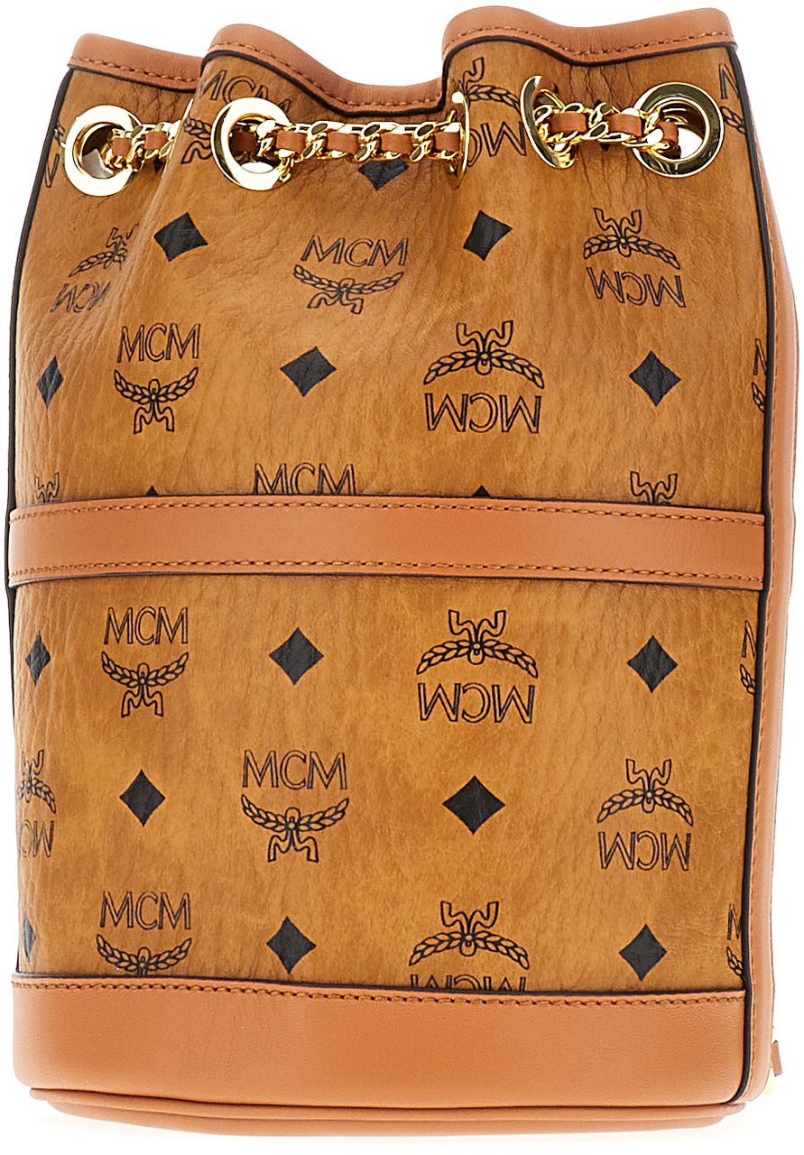 MCM MCM Printed synthetic leather Aren Chain bucket bag Bruin