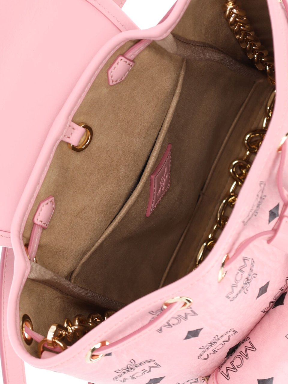 MCM Pink Aren Visetos Flap Backpack Roze
