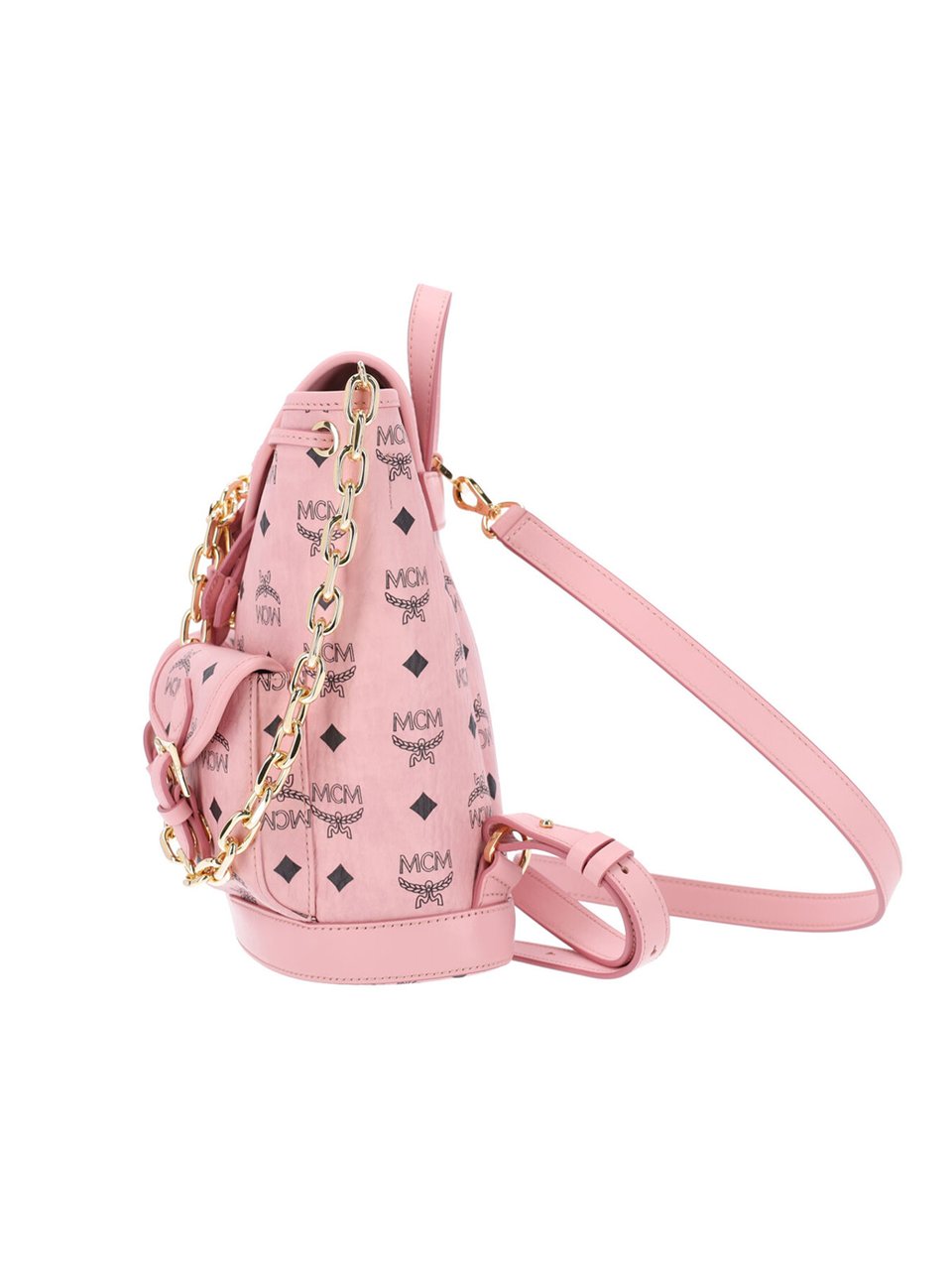 MCM Pink Aren Visetos Flap Backpack Roze