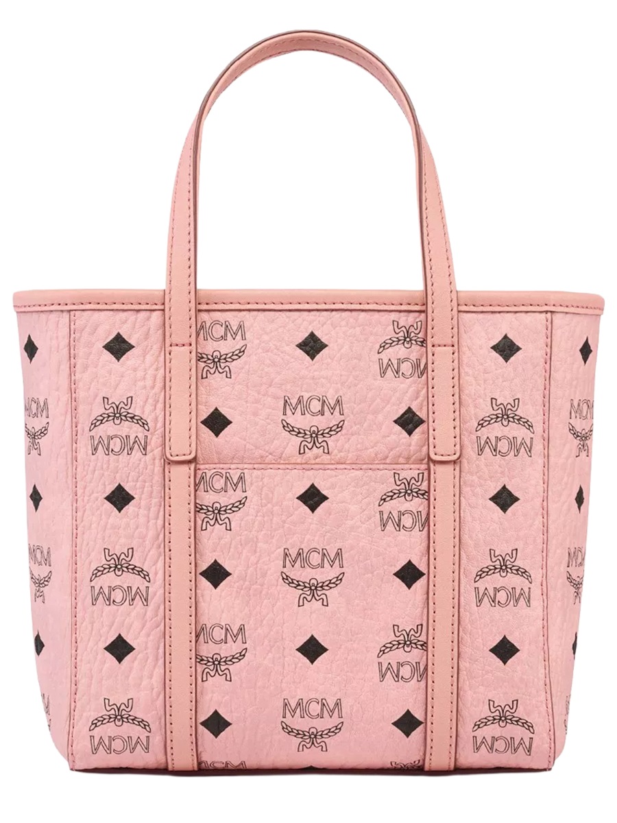 MCM Pink Textured Logo Tote Bag Roze