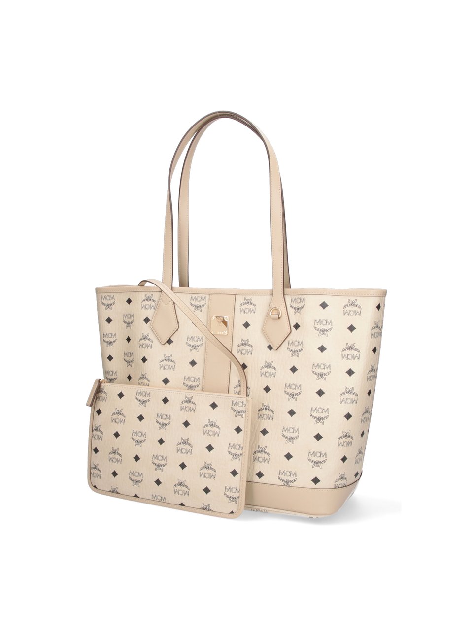 MCM Beige Liz Visetos Fabric Tote Bag Neutraal