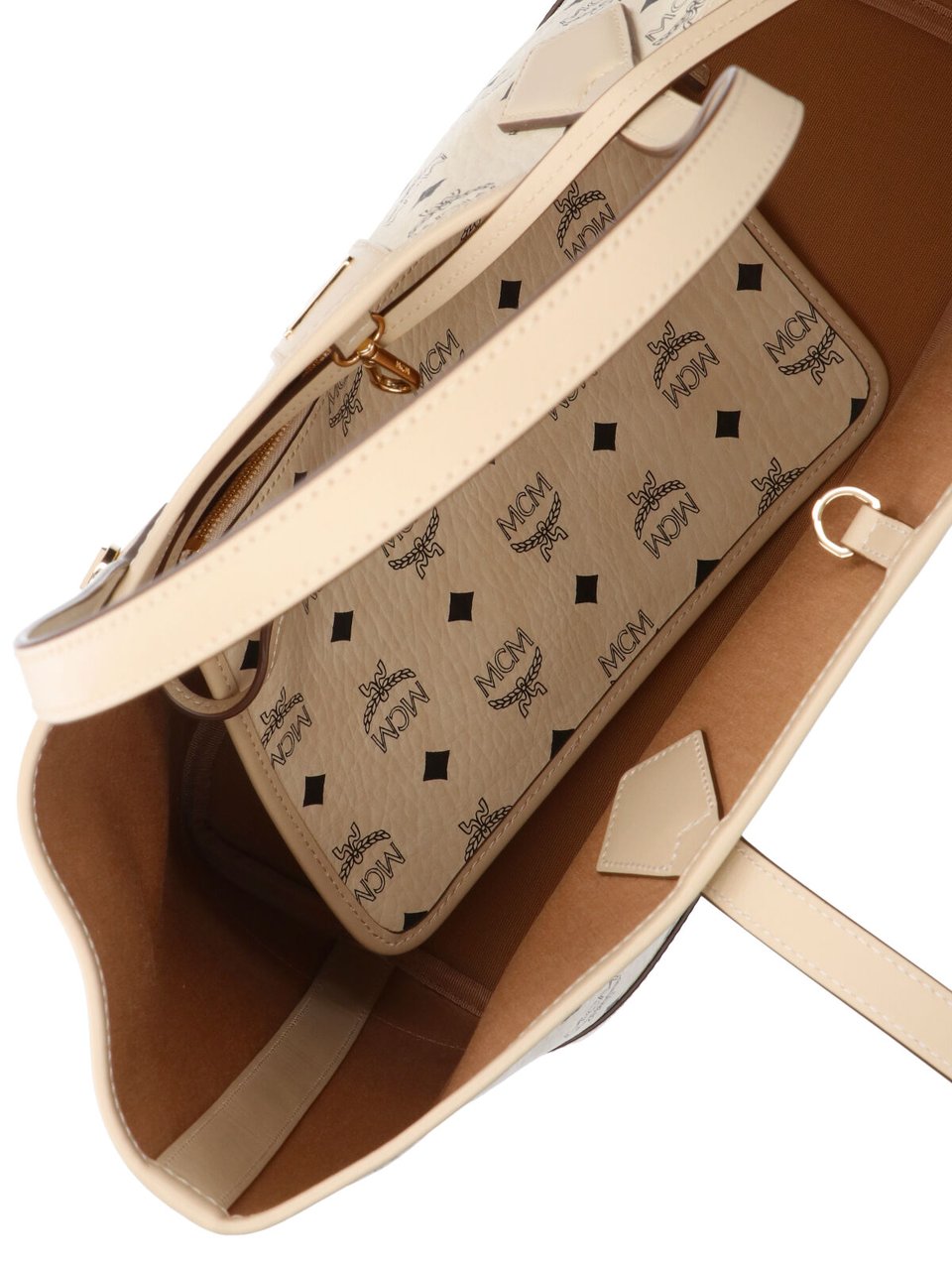 MCM Beige Liz Visetos Fabric Tote Bag Neutraal