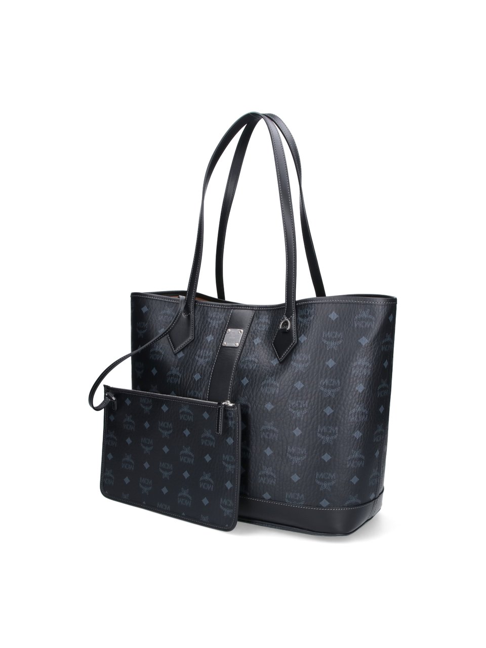 MCM Black Liz Visetos Fabric Tote Bag Zwart