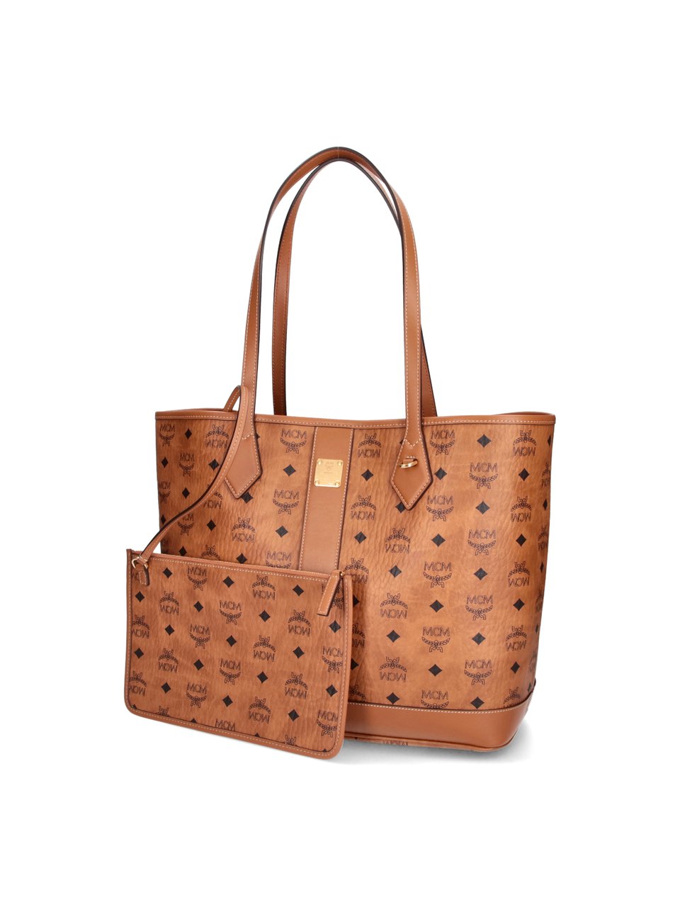 MCM Brown Liz Visetos Leather Tote Bag Bruin