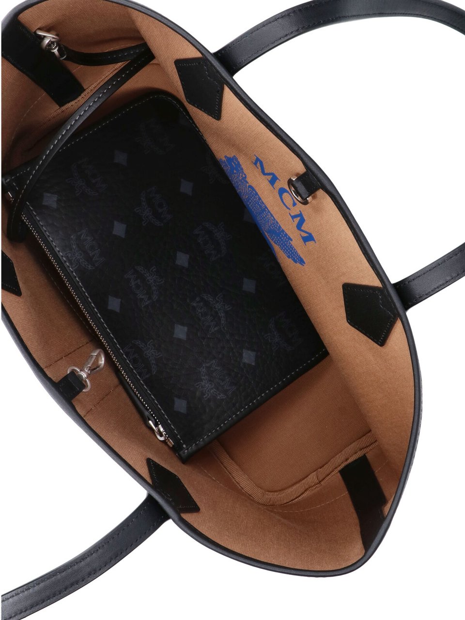 MCM Black Liz Visetos Fabric Tote Bag Zwart
