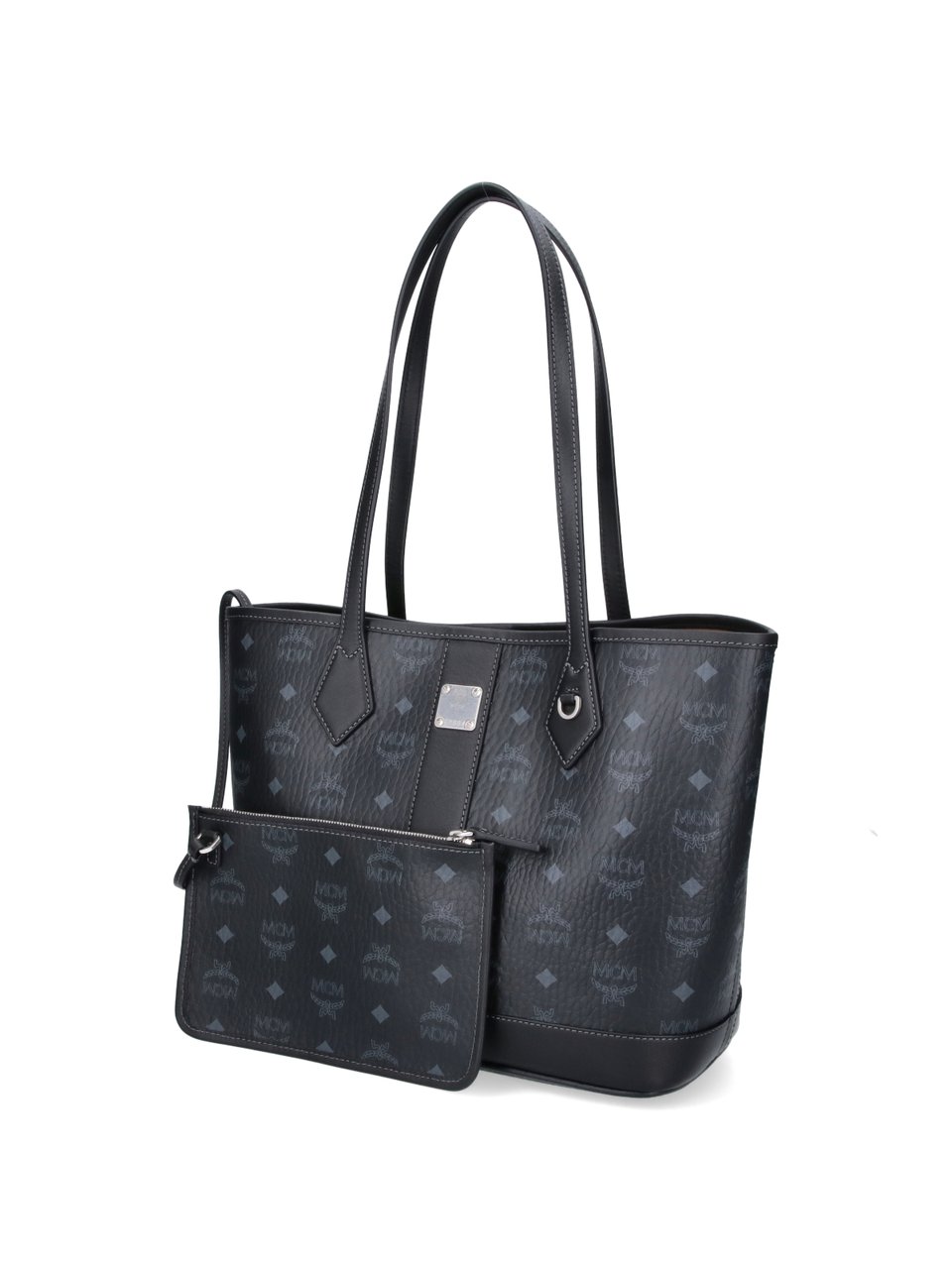 MCM Black Liz Visetos Fabric Tote Bag Zwart