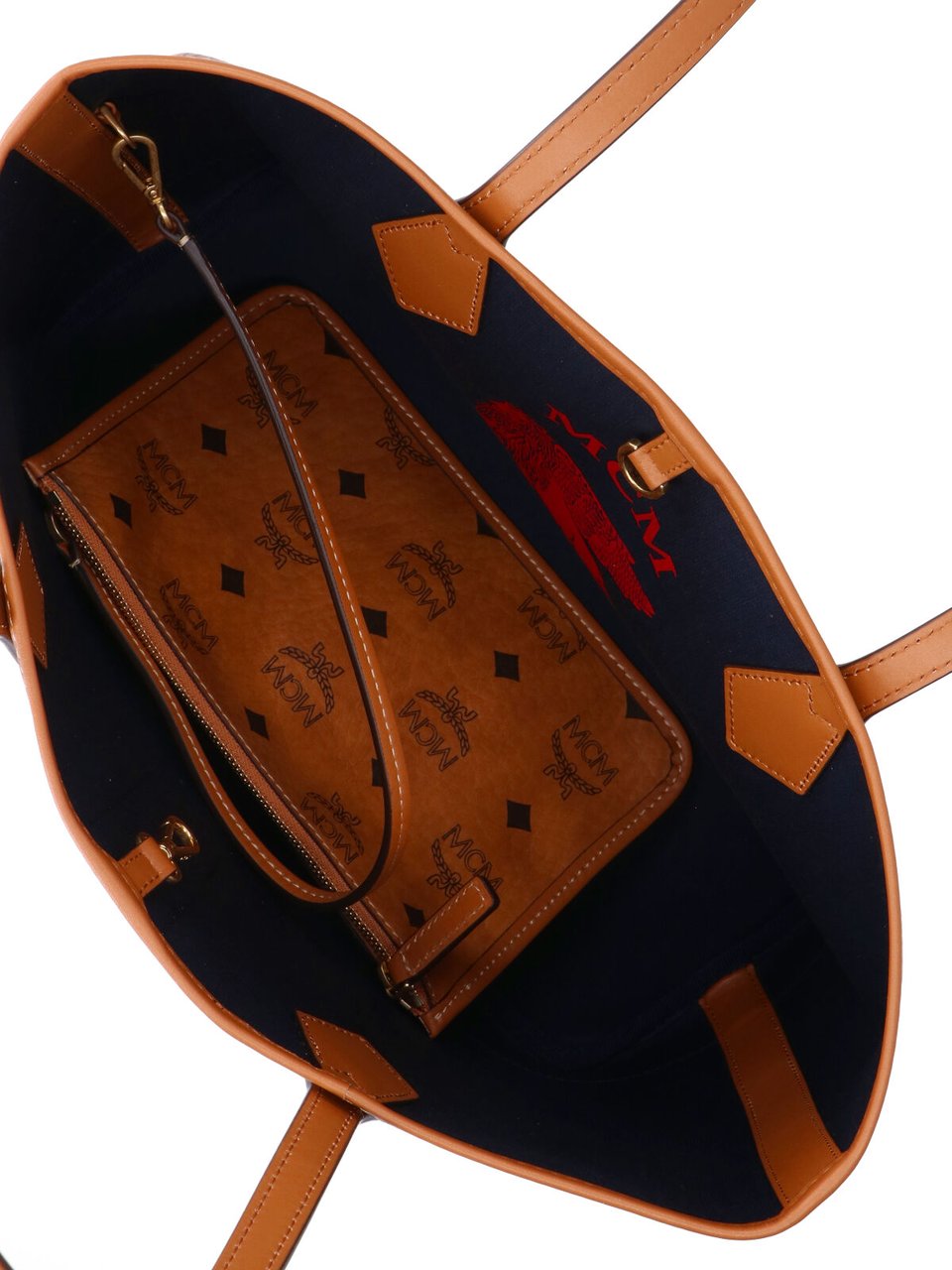 MCM Brown Liz Visetos Fabric Tote Bag Bruin