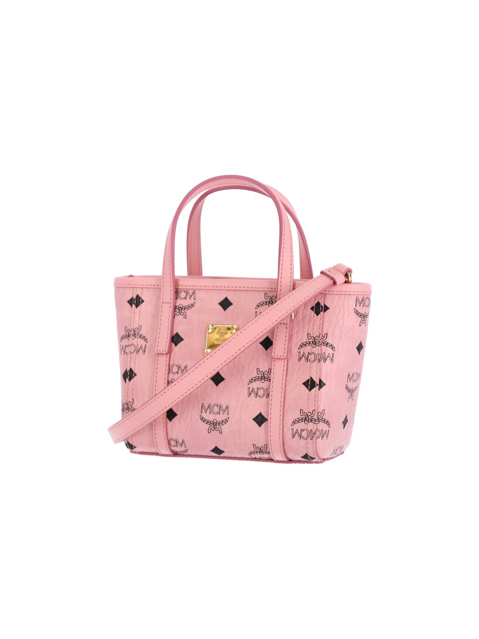 MCM Pink Toni Visetos Canvas Tote Bag Roze