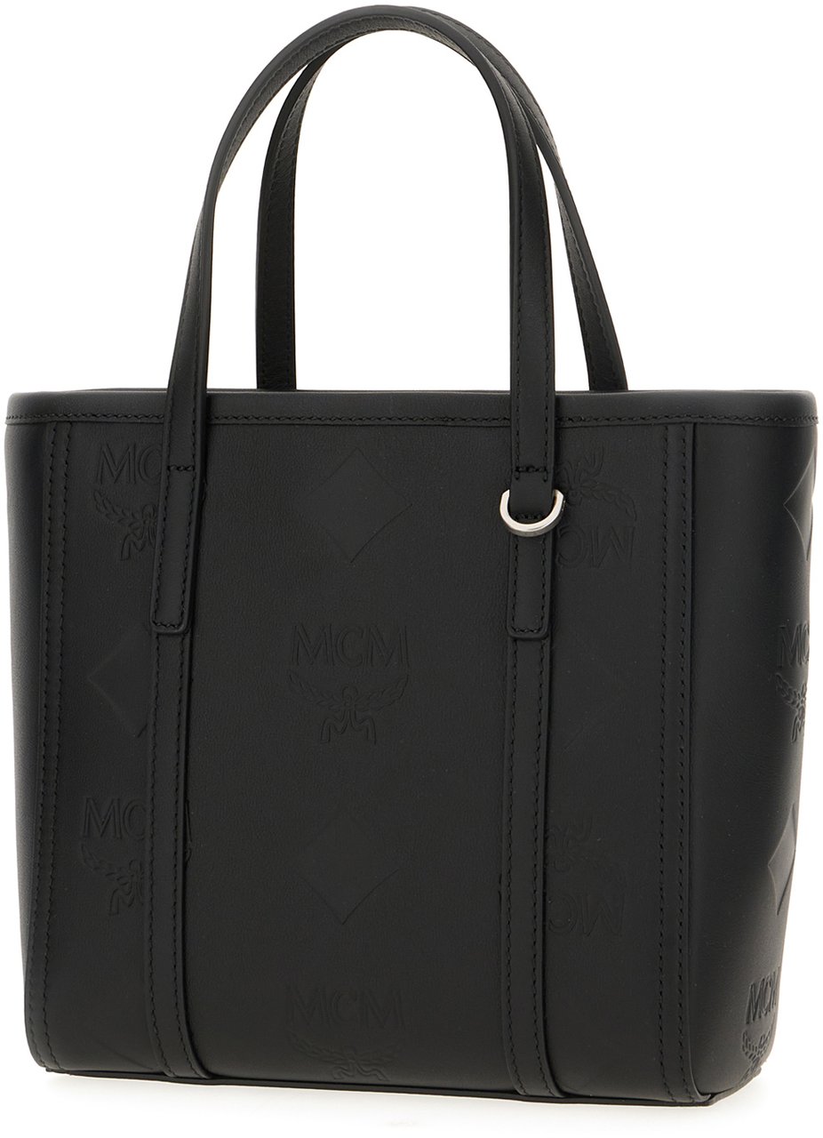 MCM Mcm Black canvas mini Tony handbag Zwart