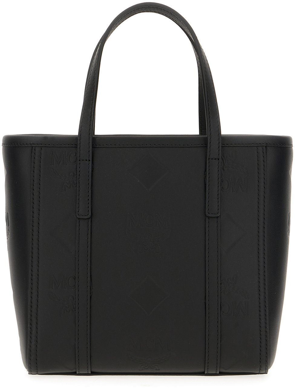 MCM Mcm Black canvas mini Tony handbag Zwart