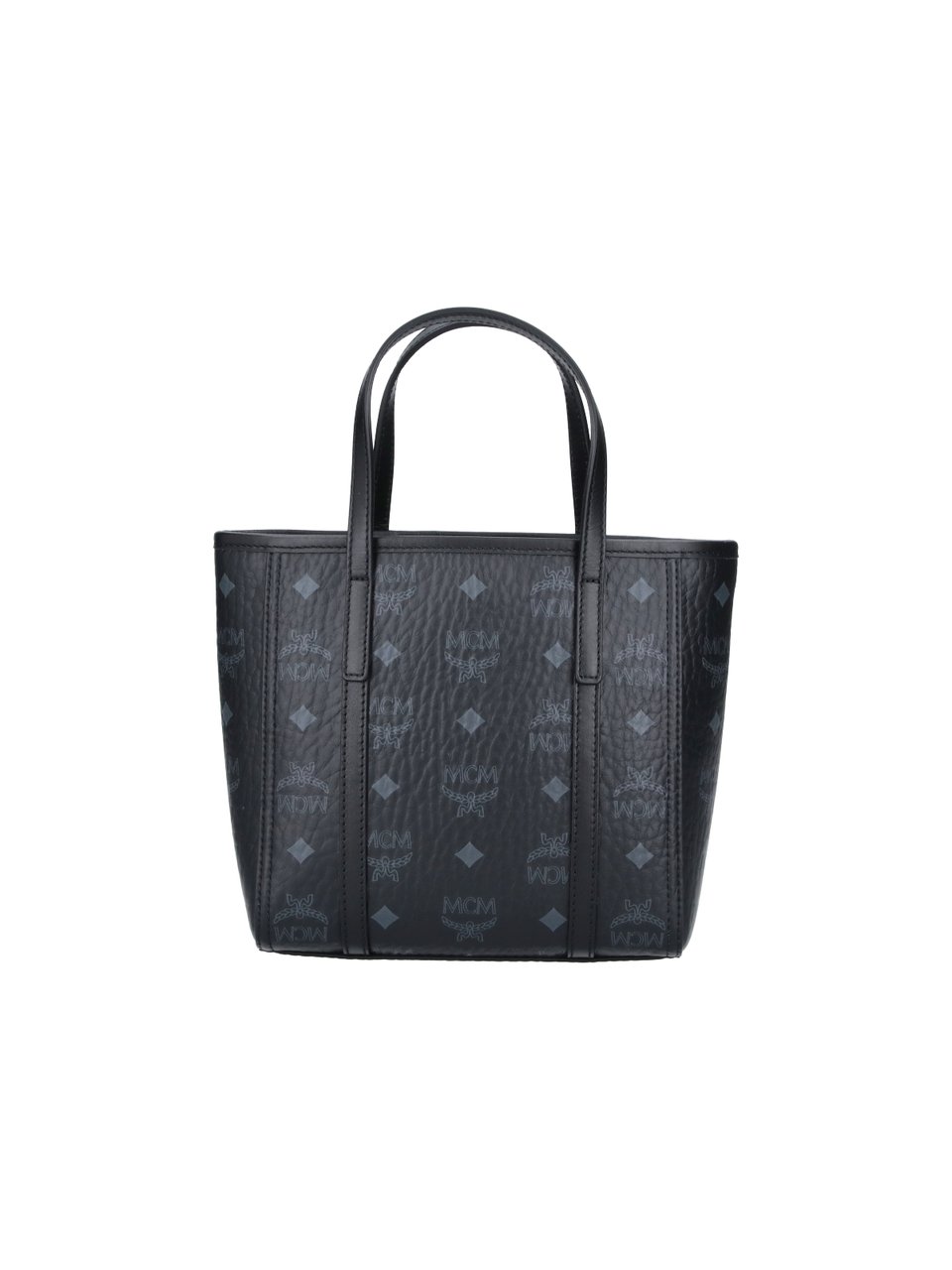 MCM Black Toni Mini Visetos Fabric Tote Bag Zwart
