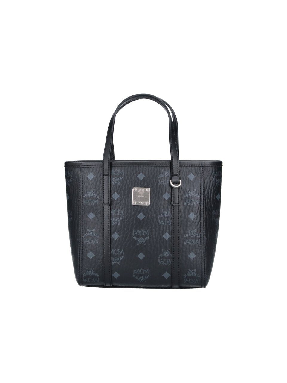 MCM Black Toni Mini Visetos Fabric Tote Bag Zwart