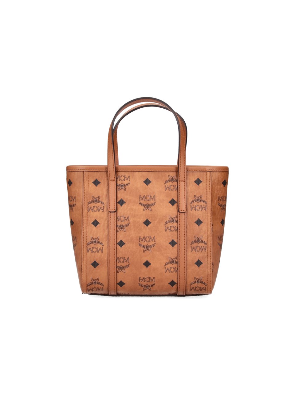 MCM Brown Toni Mini Visetos Fabric Tote Bag Bruin