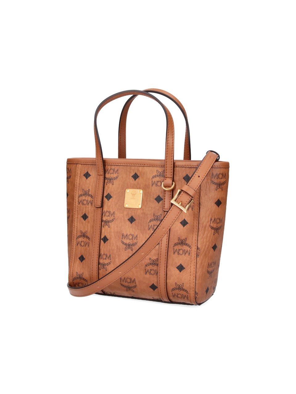 MCM Brown Toni Mini Visetos Fabric Tote Bag Bruin