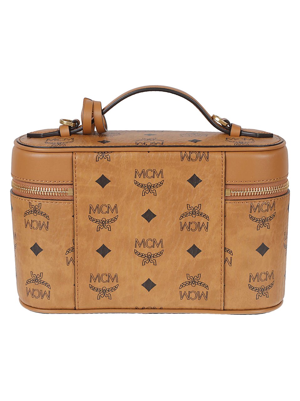 MCM Visetos Monogram Canvas Convertible Handbag Bruin