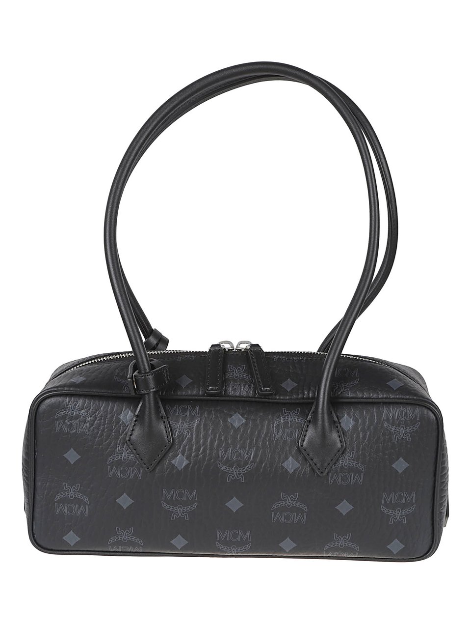 MCM Black Leather Double-Zip Mini Bag Zwart