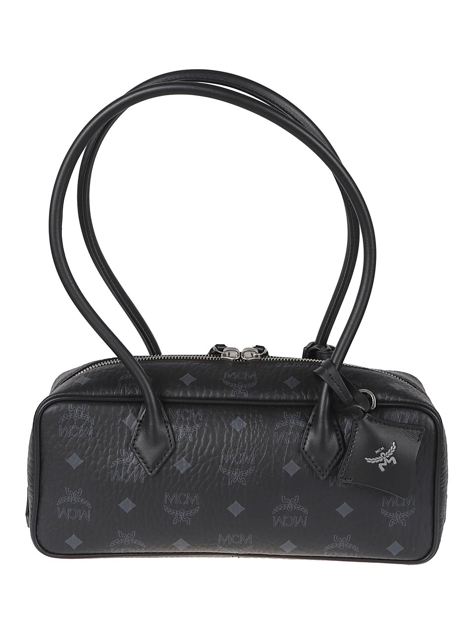 MCM Black Leather Double-Zip Mini Bag Zwart