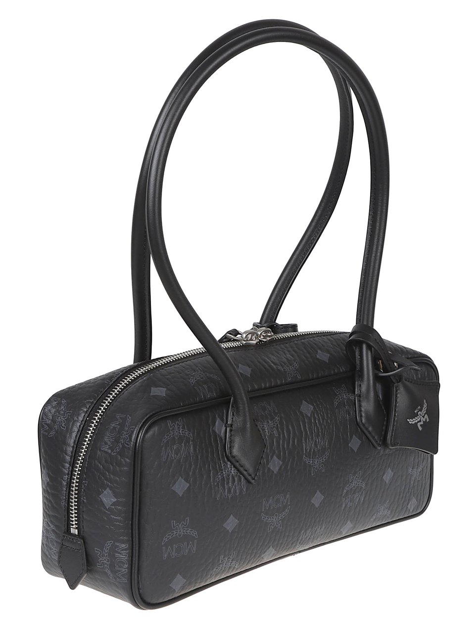 MCM Black Leather Double-Zip Mini Bag Zwart