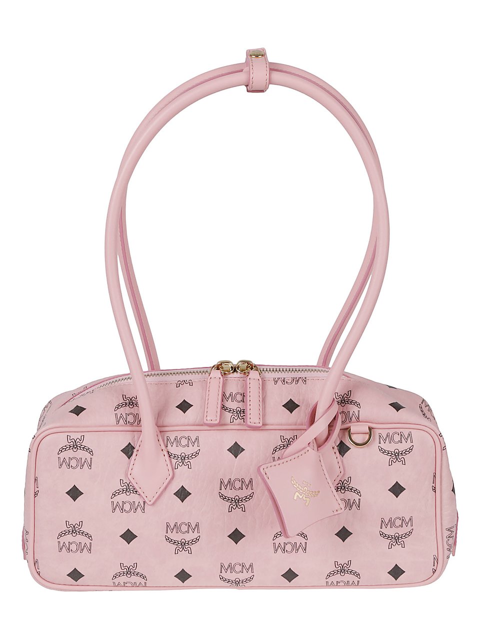 MCM Black Leather Double-Zip Mini Bag Roze