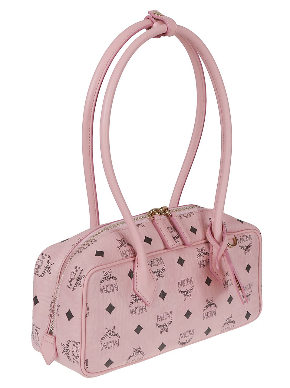 MCM Black Leather Double-Zip Mini Bag Roze