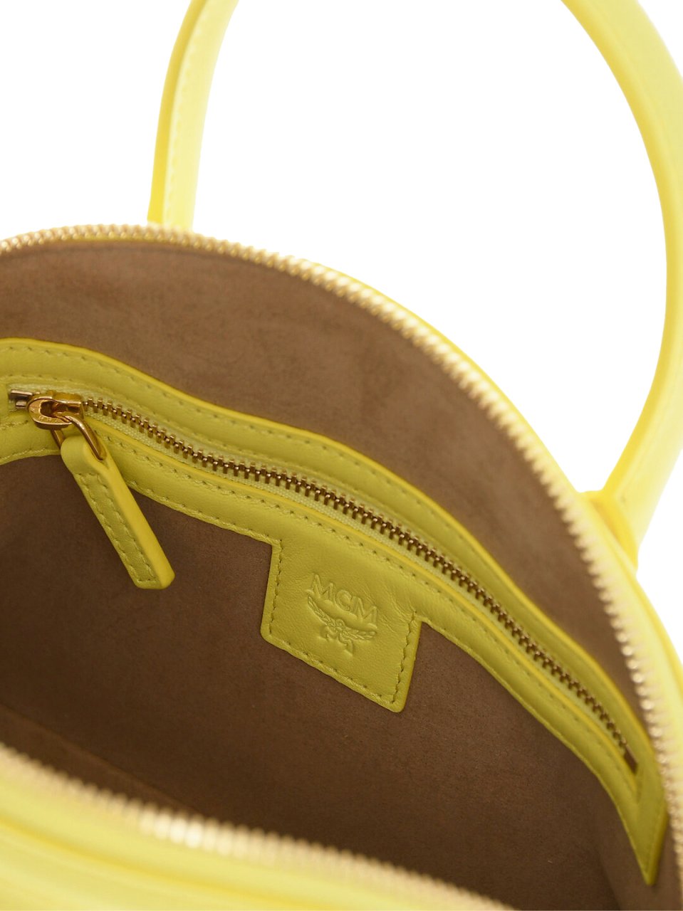 MCM Anna Logo Plaque Tote Bag Geel