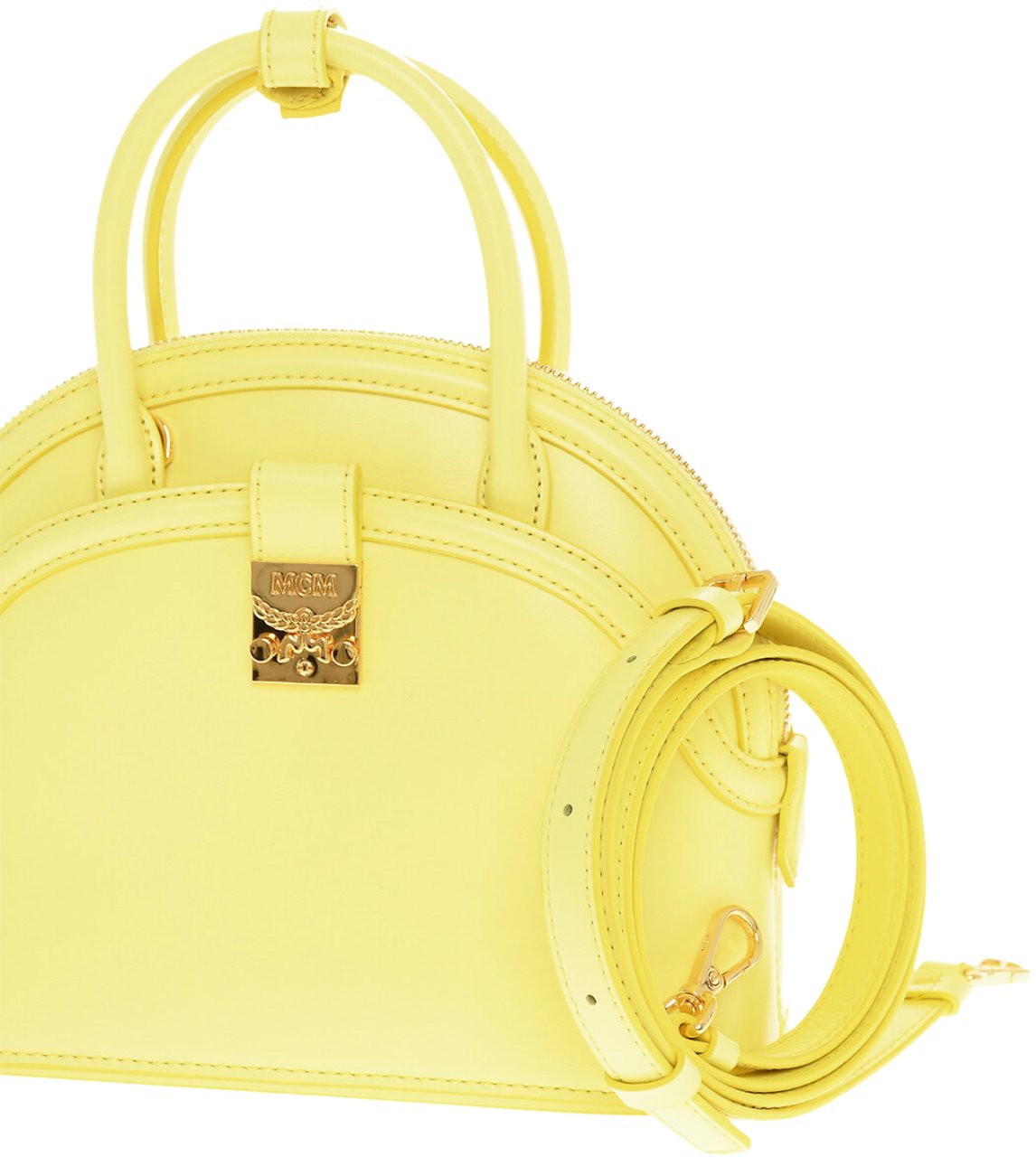 MCM Anna Logo Plaque Tote Bag Geel