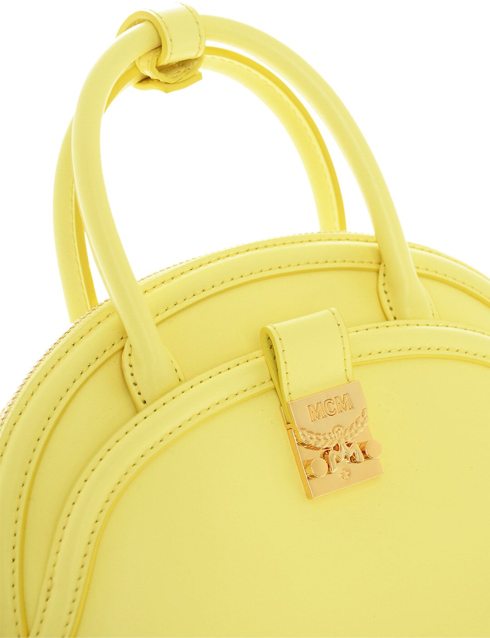 MCM Anna Logo Plaque Tote Bag Geel