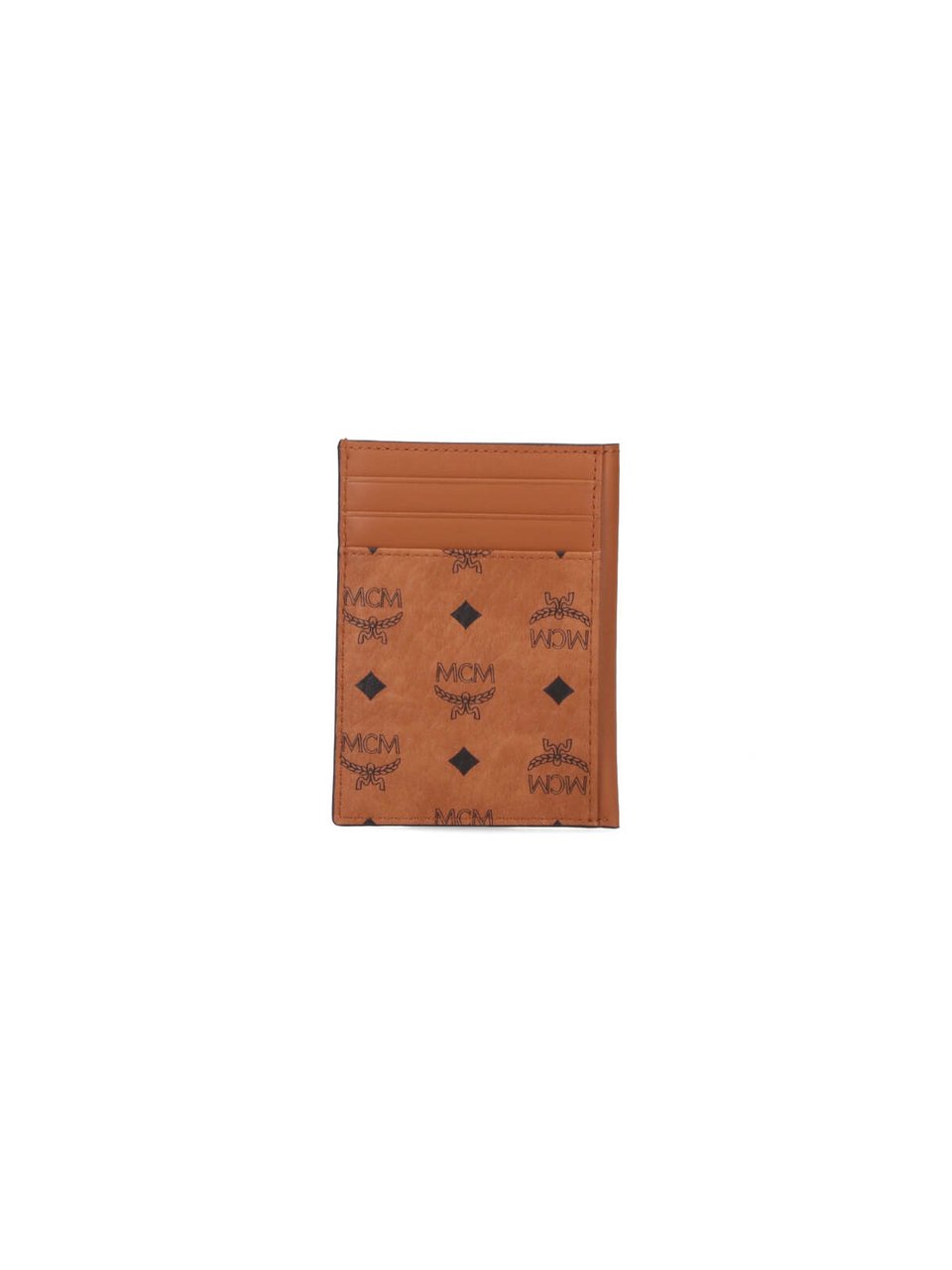 MCM "N/S" Vertical Card Holder, In Brown Visetos Eco-Leather Bruin
