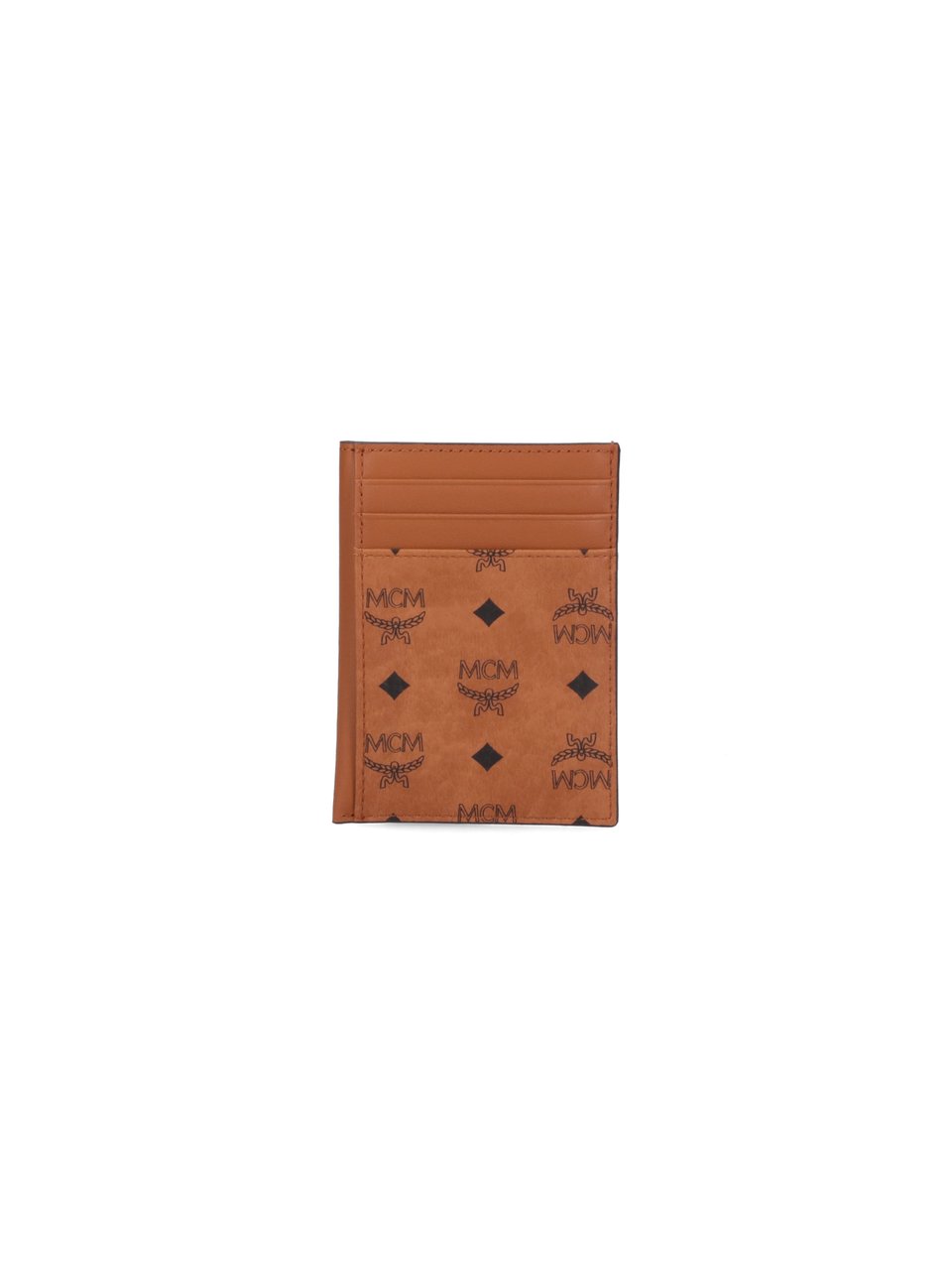MCM "N/S" Vertical Card Holder, In Brown Visetos Eco-Leather Bruin