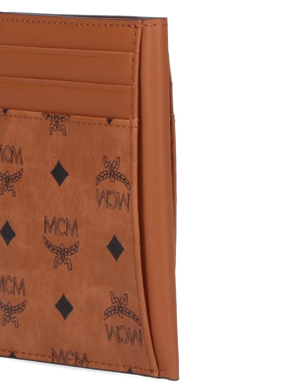 MCM "N/S" Vertical Card Holder, In Brown Visetos Eco-Leather Bruin