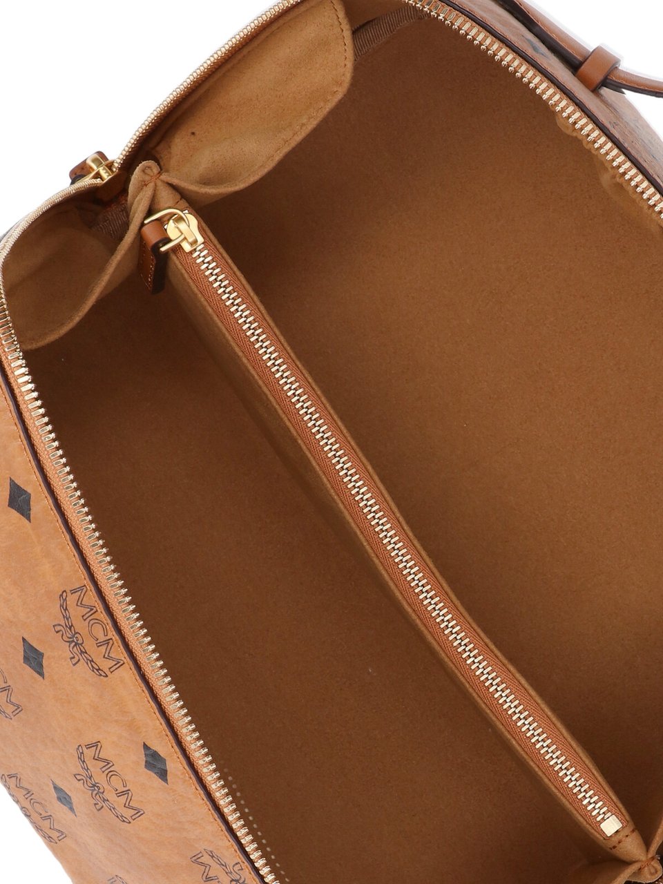 MCM "Ottomar Toiletry" Pouch, In Brown "Visetos", Leather Finishing Bruin