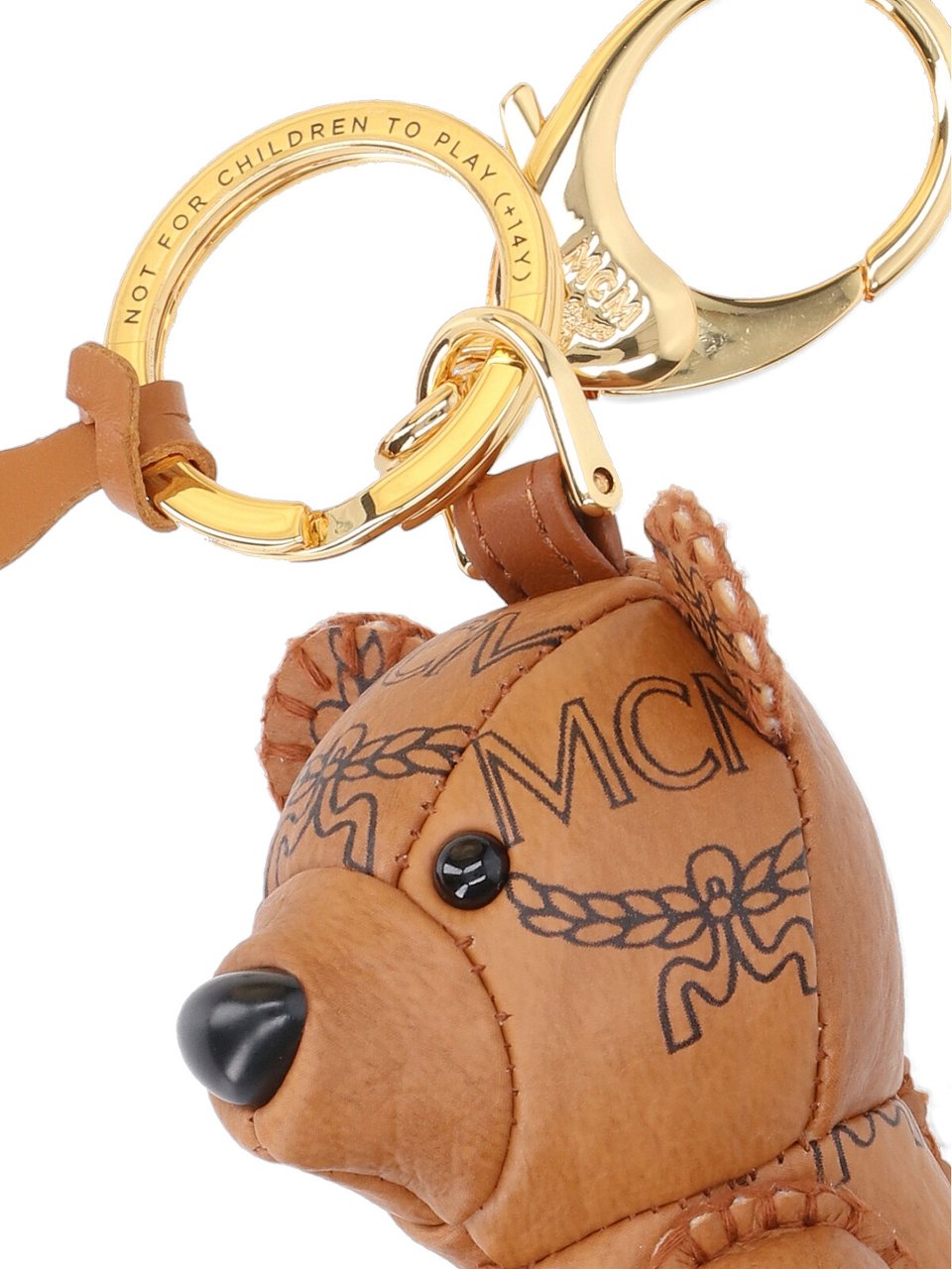 MCM Brown Park Bear Visetos Faux Leather Charm Bruin