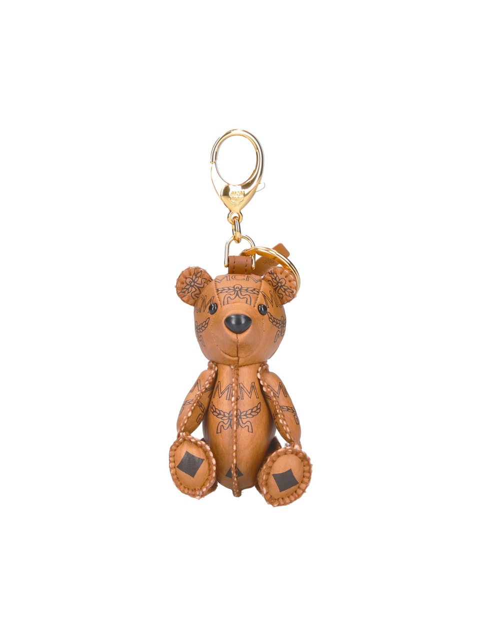 MCM Brown Park Bear Visetos Faux Leather Charm Bruin
